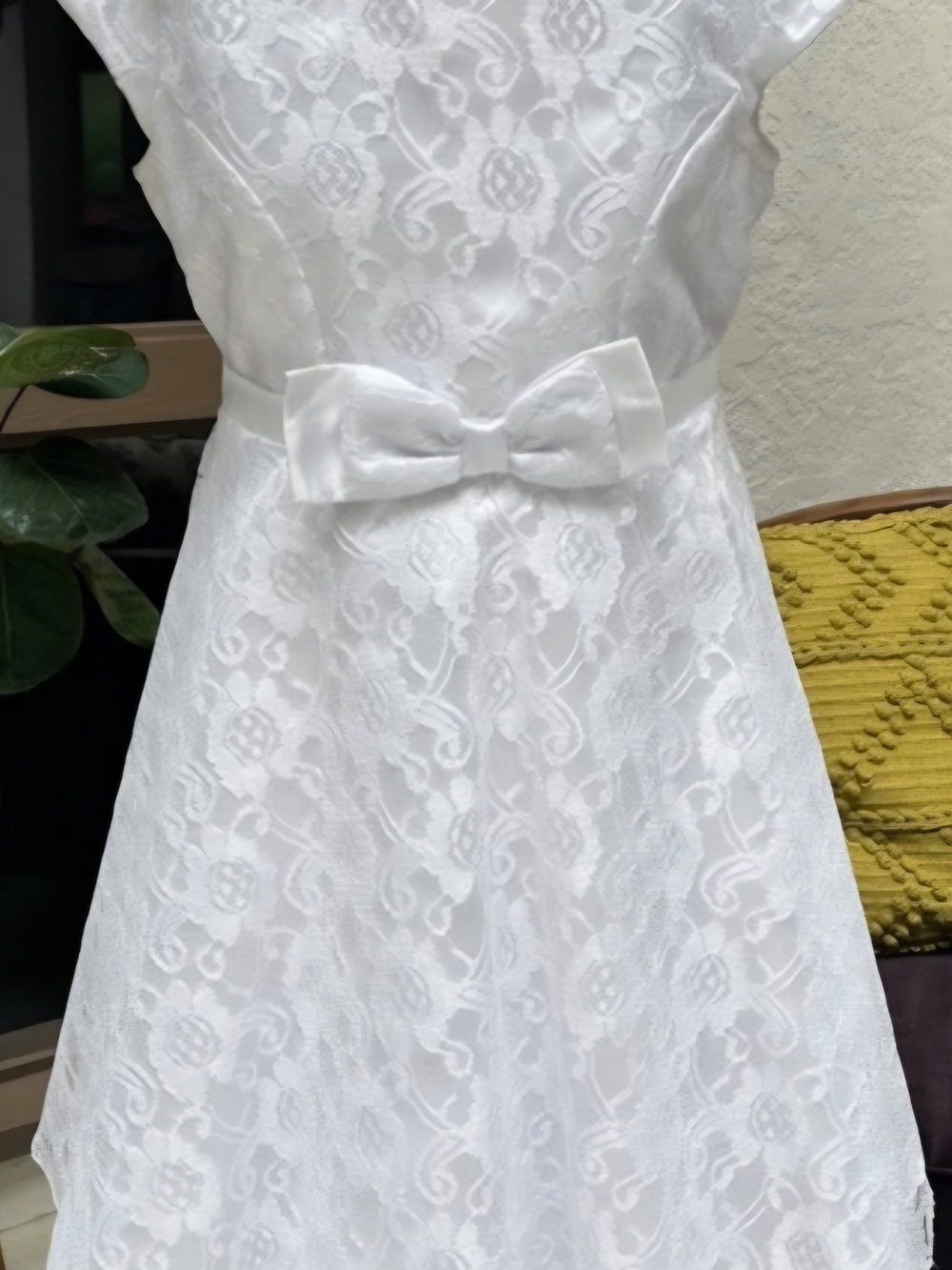Classic White Lace Bow Kids Dress